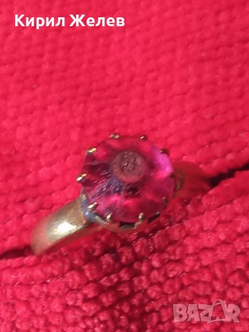 СТАРИНЕН БРОНЗОВ СКЪПОЦЕНЕН РЕТРО АРТ ПРЪСТЕН с АМЕТИСТ 19630, снимка 4 - Антикварни и старинни предмети - 36380656