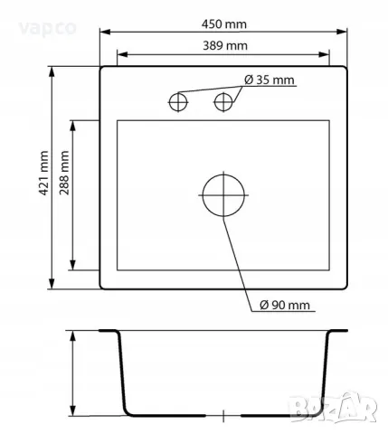 Гранитна мивка Granitan Mini 45см, снимка 7 - Мивки - 47597838