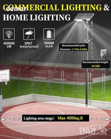 Соларна LED лампа Gefolly SL-15000W с датчик за движение, снимка 5 - Соларни лампи - 55806872