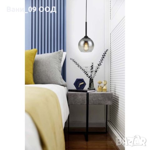 Висяща лампа с абажур от опушено стъкло, снимка 2 - Лампи за таван - 41699834