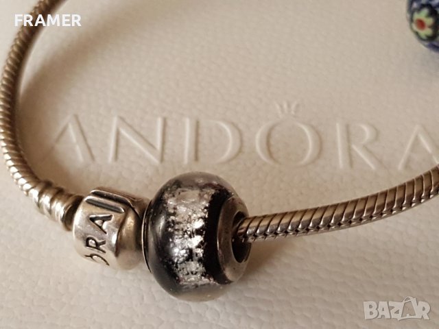 ОРИГИНАЛНА сребърна гривна Пандора PANDORA с 5 талисмана , снимка 8 - Гривни - 40956229