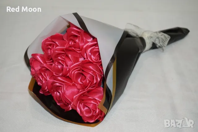 Чисто Нов Ръчно Изработен Букет От 9 Вечни Розови Рози