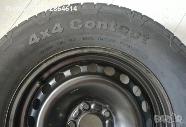 215/75R16 M+S Гума с джанта Continental Contact за SUV 4x4, снимка 2 - Гуми и джанти - 52676548