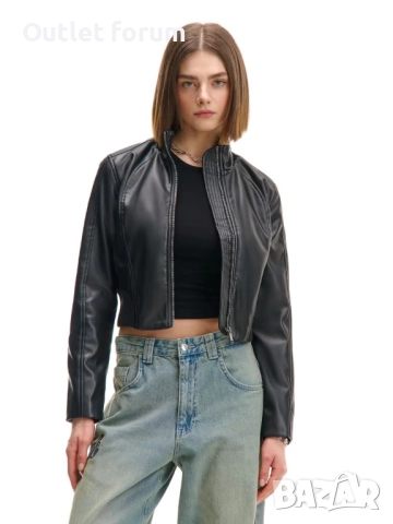 Дамско кожено яке Cropp, снимка 5 - Якета - 52307520