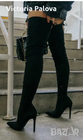 Елегантни ботуши /чизми GINO ROSSI черен велур