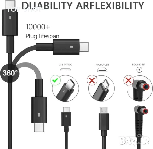 Захранващ адаптер за Dell - 130W, USB C (за английски контакт), снимка 4 - Кабели и адаптери - 49500463