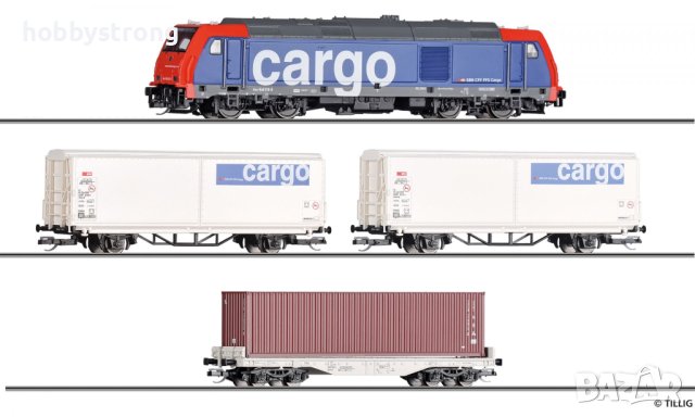 Начален комплект с локомотив TRAXX и три вагона SBB Tillig 01501
