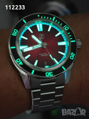 ЦЕНА САМО ЗА ДНЕС!!! Zelos Swordfish 40mm SS 'Crimson Red', снимка 2 - Мъжки - 55811419
