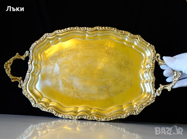 Бронзов поднос барок,картина Египет. 