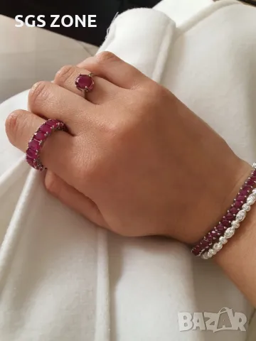 Пръстенът Eternity сребро със Сапфири, Рубини и Изумруди, снимка 4 - Пръстени - 49541135