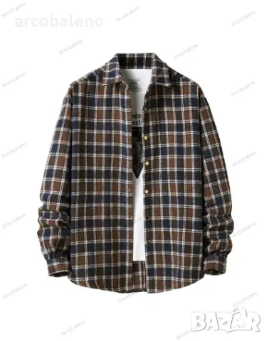 Мъжка ежедневна карирана риза, 3цвята , снимка 2 - Ризи - 49440365