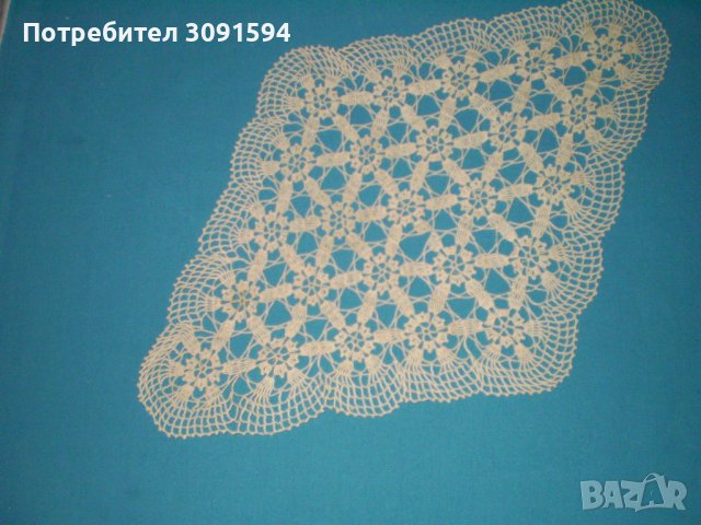 Винтидж  плетена на една кука покривчица цвят екрю, снимка 4 - Антикварни и старинни предмети - 41940366