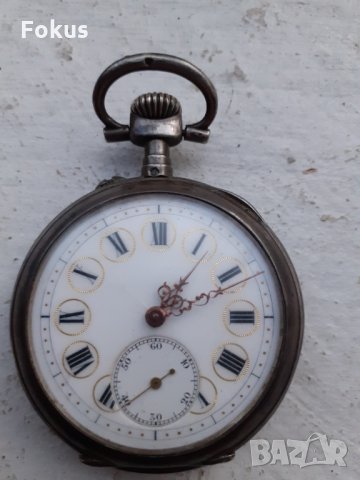 Часовник сребърен джобен с позлата - Работи, снимка 1 - Антикварни и старинни предмети - 35881593