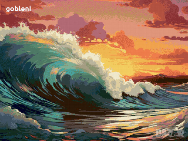 гоблен "ЗАЛЕЗ И ВЪЛНА" Д 46; размери /28*28/см.; 32 цвята (ДМЦ); 49 лв., снимка 2 - Гоблени - 44584337