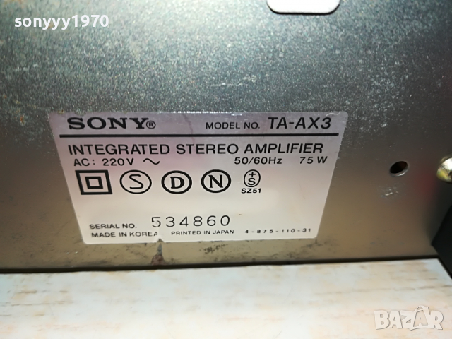 SONY TA-AX3 STEREO AMPLIFIER 2403221135, снимка 14 - Ресийвъри, усилватели, смесителни пултове - 36216059