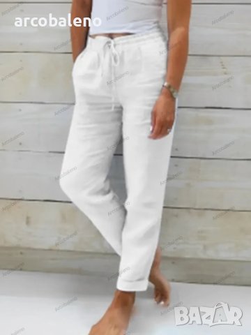 Дамски широки едноцветни панталони с еластична талия, 7цвята - 023, снимка 2 - Панталони - 41600464