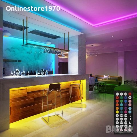 RGB LED лента, 10 м Bluetooth/Дистанционно управление, многоцветна, снимка 4 - Лед осветление - 41509981