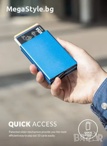 Изскачащ портфейл, държач за кредитни карти за мъже, RFID блокиращ мини метален калъф, снимка 3 - Портфейли, портмонета - 55740719