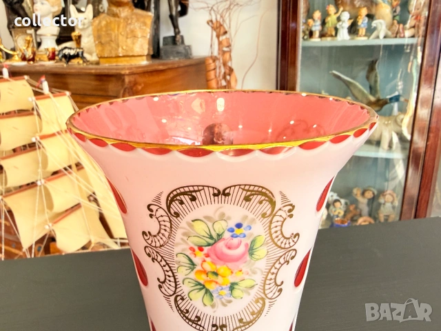 Чешка - Бохемска ваза / Бохемия. №7879, снимка 7 - Антикварни и старинни предмети - 53497213