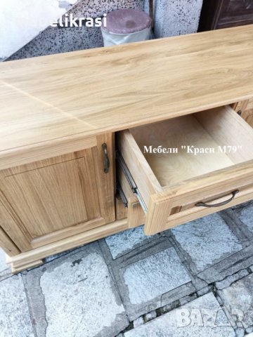 Скрин с 3 чекмеджета и врати-масив Дъб в естествен цвят! Наличен!, снимка 5 - Скринове - 41828656