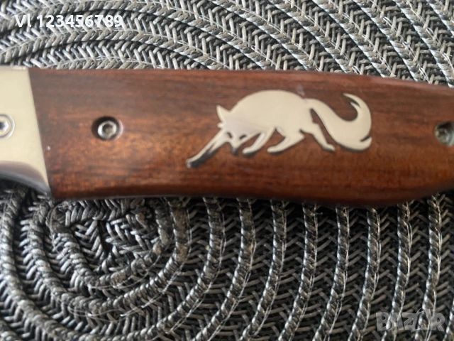 Сгъваем нож имитиращ дамаска стомана 90х210 - ЛИСИЦА, снимка 2 - Ножове - 53713901