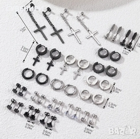 Мъжки обеци от медицинска (неръждаема) стомана , снимка 3 - Обеци - 51550623