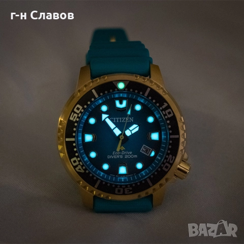 Citizen Promaster Diver 200m Watch BN0162-02X Eco-Drive Turquoise Blue & Gold, снимка 18 - Мъжки - 52128137
