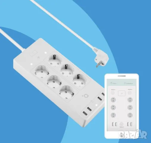 Разклонител с Вграден Прекъсвач Срещу Претоварване Защитно Реле с Напреженова Защита от Токови Удари, снимка 10 - Друга електроника - 48778199