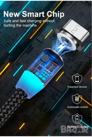 Магнитен кабел Uslion 3 в 1 За зареждане на Телефони, Таблети, и др. Micro USB, снимка 16 - USB кабели - 47980056