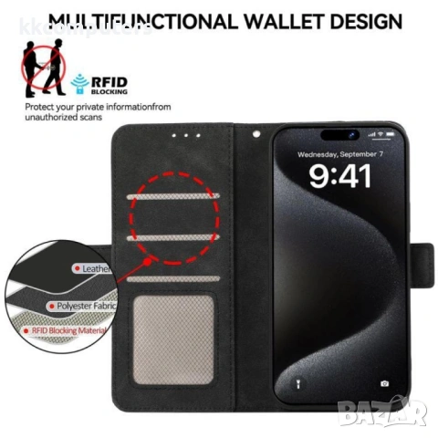 Кожен Калъф ABEEL за Motorola Moto G67 Power 5G / G57 Power 5G - Магнитен клип, RFID защита, Слот за, снимка 10 - Калъфи, кейсове - 53355195