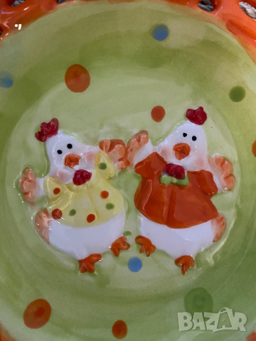 Великденски сет - поставка за 3 броя яйца и декоративна чиния, снимка 2 - Други - 36182384