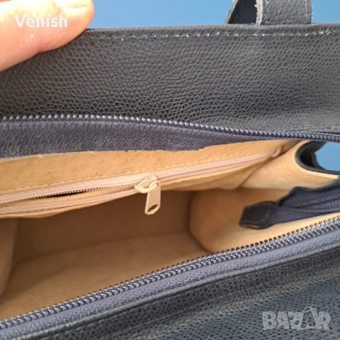 Синя кожена чанта и евро портмоне , снимка 7 - Чанти - 52175546