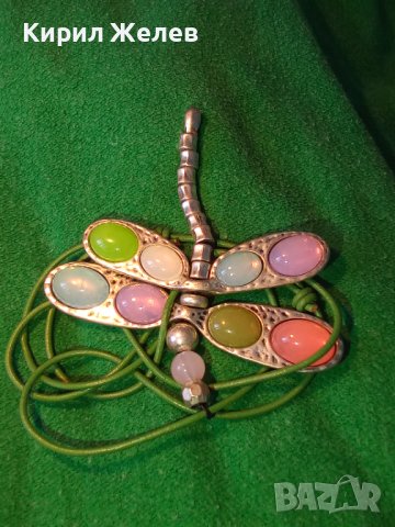 ПОСРЕБРЕНО КРИСТАЛНО ВОДНО КОНЧЕ ФИГУРАЛЕН АРТ МЕДАЛЬОН КОЛИЕ РАЗДВИЖЕНО 34742, снимка 2 - Колиета, медальони, синджири - 39190975