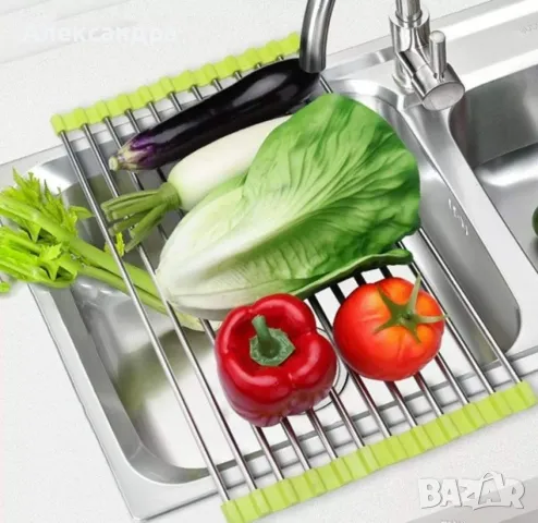 Сгъваема поставка за отцеждане от неръждаема стомана / Дължина 47см, снимка 5 - Други стоки за дома - 49052291