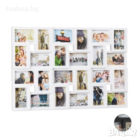 Рамка за снимки Relaxdays, 24 снимки бяла