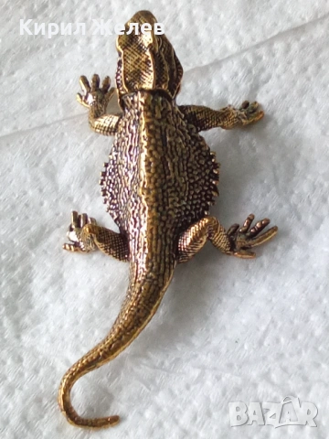 Месингова статуетка фигура на гущер 52743, снимка 3 - Антикварни и старинни предмети - 53220650