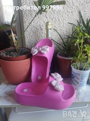 Цикламени чехли на платформа-40/41номер, снимка 9 - Чехли - 51308417