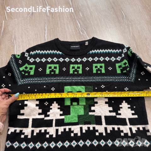 Коледен пуловер Minecraft за момчета, размер 14 г., мъжки, акрилен, размер S-M, снимка 4 - Пуловери - 52180595