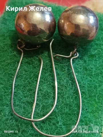 Класически ретро модел сребърни обеци тип Топче майсторска изработка 53677, снимка 5 - Обеци - 53411425