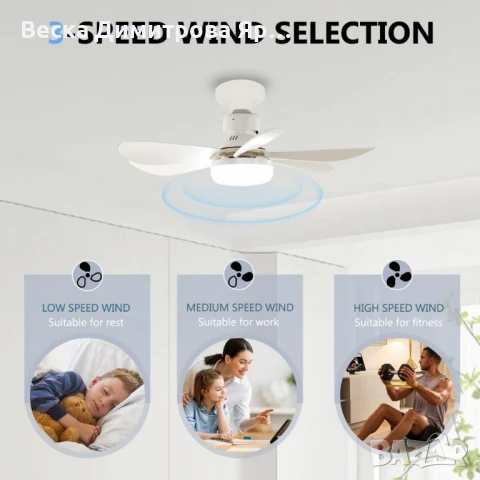 Модерна вентилаторна лампа с форма на цвете, LED осветление, дистанционно, 40W, 1200 лумена, снимка 14 - Друга електроника - 51070657