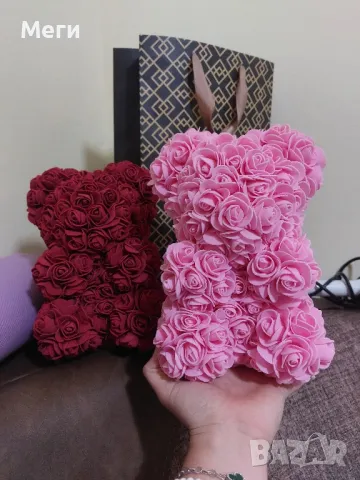 Ръчно изработени мечета от рози от фоам с тюл 25 см.Подходящи за всеки повод. , снимка 4 - Други - 48140202