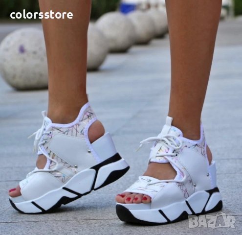 Сандали на платформа - бели - K83, снимка 2 - Сандали - 40610769