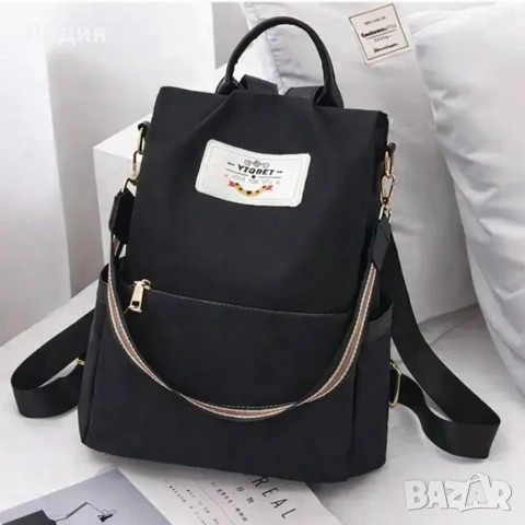 Стилна дамска раница с кожени акценти за всеки ден 