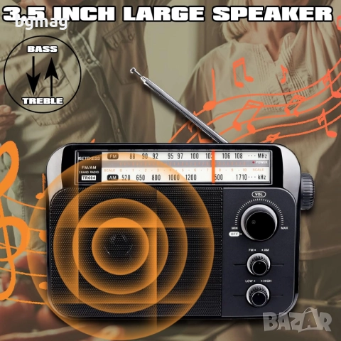 RETEKESS TR604 FM,AM,SW радиоприемник,класически дизайн, снимка 8 - Радиокасетофони, транзистори - 52081232