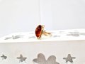 Руски златен пръстен с естествен кехлибар, снимка 3