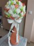 Ръчно изработен букет във ваза, снимка 1 - Изкуствени цветя - 39876839