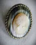Брошка-камея,оникс,сребро,стъкло Бохемия,Чехословакия,30те, снимка 6