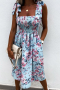 Дамска рокля с флорален десен и ефектни презрамки, снимка 1 - Рокли - 44821742