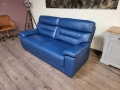 Син кожен диван тройка - 100 % естествена кожа, снимка 8