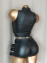 К-т S Черно бюстие и къси панталони от еко кожа , снимка 6